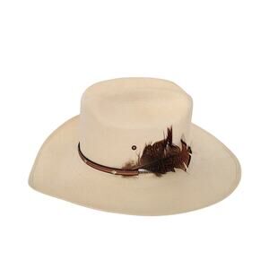 Stetson Round Oval 7 1/4 R Ivory Natural Feather Straw Cowboy Hat Brim 4 10X